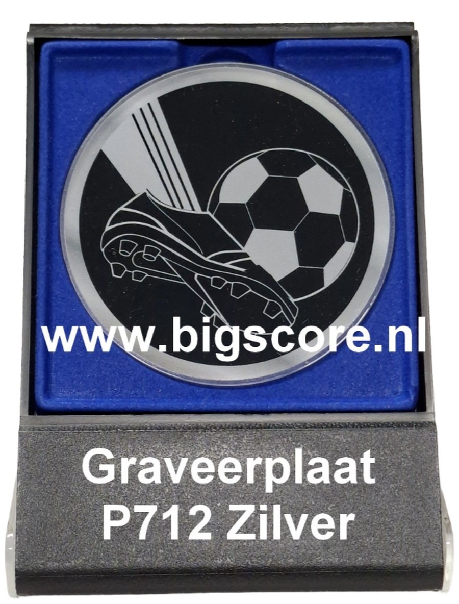 Voetbal Acryl in medailledoosje Blauw-Zwart G/Z/B